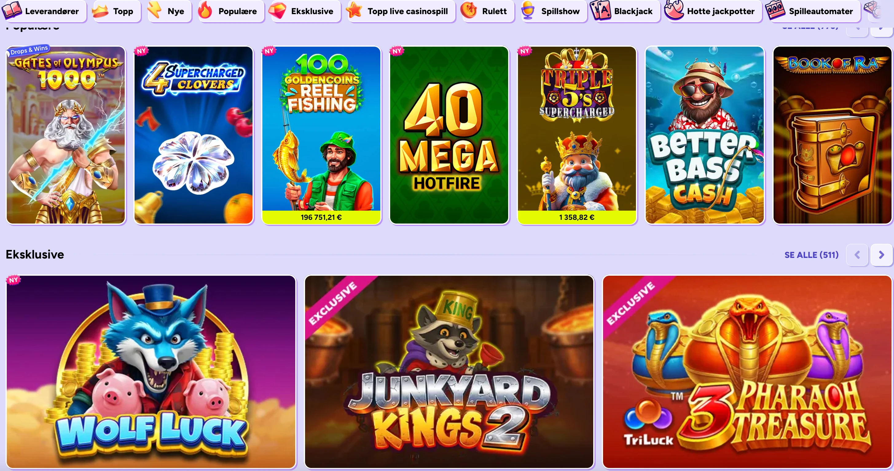 Spinbara casino spillutvalg